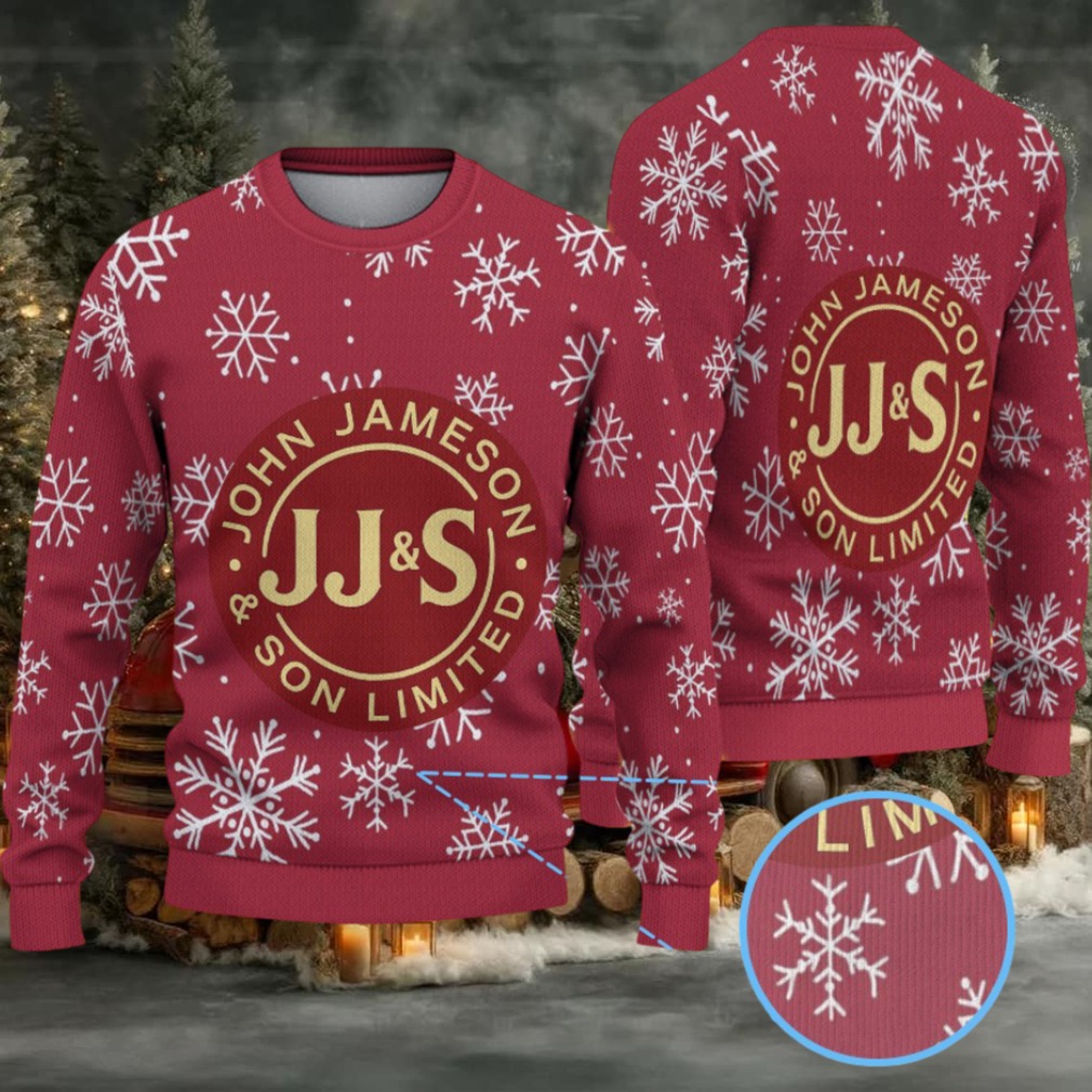 Red Jameson Whiskey JJ&S Logo Snowflake Blizzard Christmas Ugly Sweater Red Jameson Whiskey JJ&S Logo Snowflake Blizzard Christmas Ugly Sweater