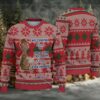 Black Red and Green Zigzag Knit Ugly Christmas Sweater Jagermeister Stag Logo with Bells Black Red and Green Zigzag Knit Ugly Christmas Sweater Jagermeister Stag Logo with Bells