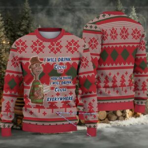 Red Multi Coors Freddy Krueger Christmas Pattern Ugly Sweater
