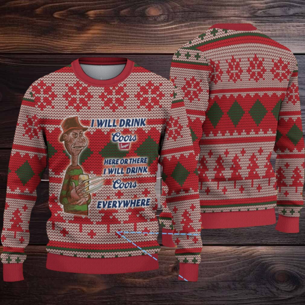 Red Multi Coors Freddy Krueger Christmas Pattern Ugly Sweater Red Multi Coors Freddy Krueger Christmas Pattern Ugly Sweater