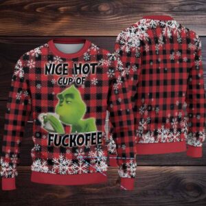 Red Plaid Coors Banquet Grinch Christmas Pattern Ugly Sweater