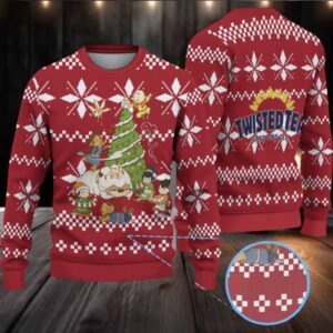 Red Twisted Tea Avatar Snowflake Pattern Ugly Sweater
