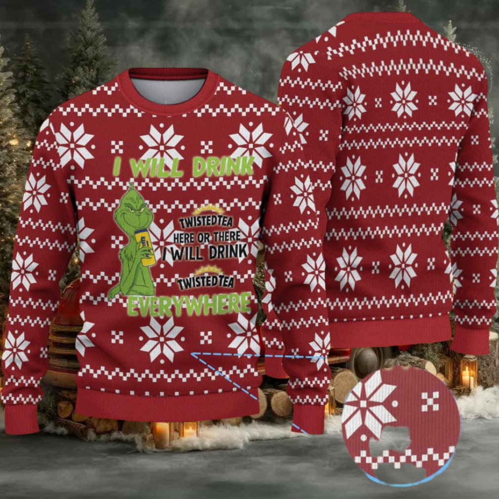Red Twisted Tea Grinch Snowflake Pattern Ugly Sweater Red Twisted Tea Grinch Snowflake Pattern Ugly Sweater