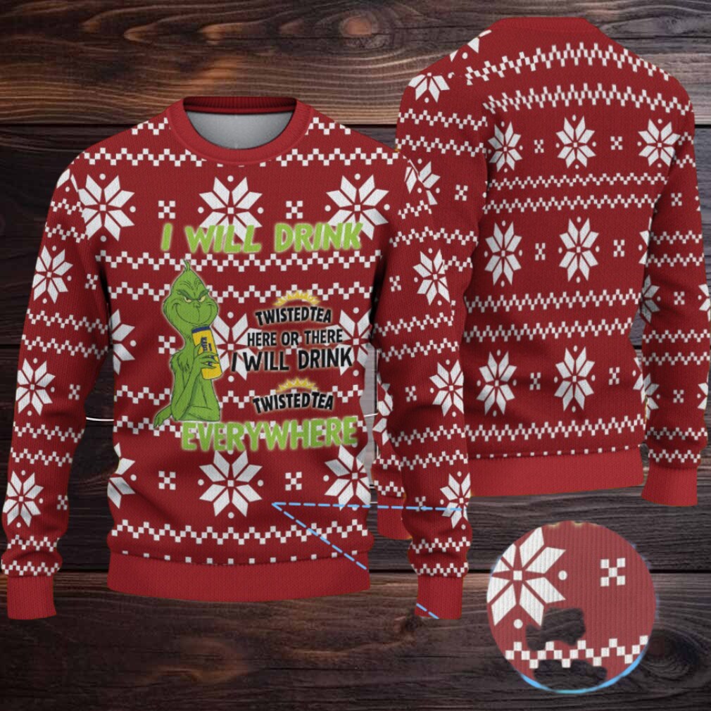 Red Twisted Tea Grinch Snowflake Pattern Ugly Sweater Red Twisted Tea Grinch Snowflake Pattern Ugly Sweater