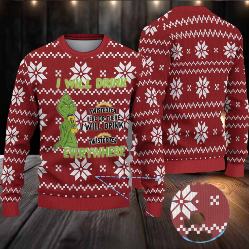 Red Twisted Tea Grinch Snowflake Pattern Ugly Sweater Red Twisted Tea Grinch Snowflake Pattern Ugly Sweater
