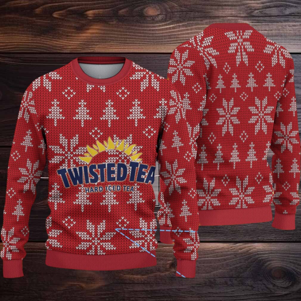 Red Twisted Tea Snowflake and Tree Pattern Ugly Sweater Red Twisted Tea Snowflake and Tree Pattern Ugly Sweater