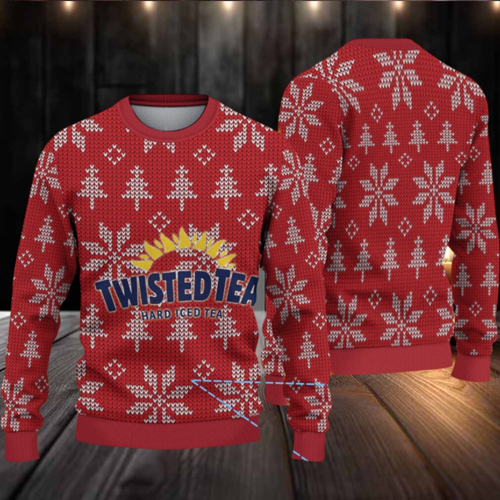 Red Twisted Tea Snowflake and Tree Pattern Ugly Sweater Red Twisted Tea Snowflake and Tree Pattern Ugly Sweater