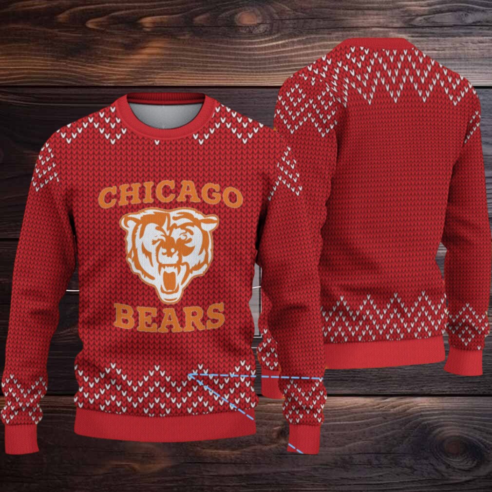 Red & White Chevron Knit “Chicago Bears Classic Logo” Ugly Christmas Sweater Red & White Chevron Knit “Chicago Bears Classic Logo” Ugly Christmas Sweater