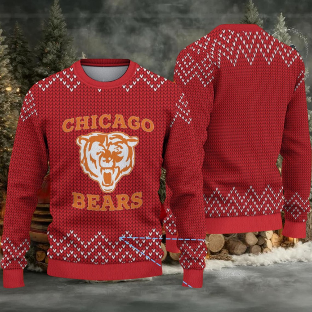 Red & White Chevron Knit “Chicago Bears Classic Logo” Ugly Christmas Sweater Red & White Chevron Knit “Chicago Bears Classic Logo” Ugly Christmas Sweater