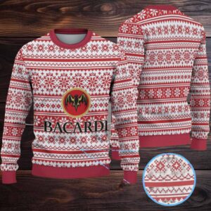 Red & White Fair Isle Snowflake Bacardi Ugly Christmas Sweater