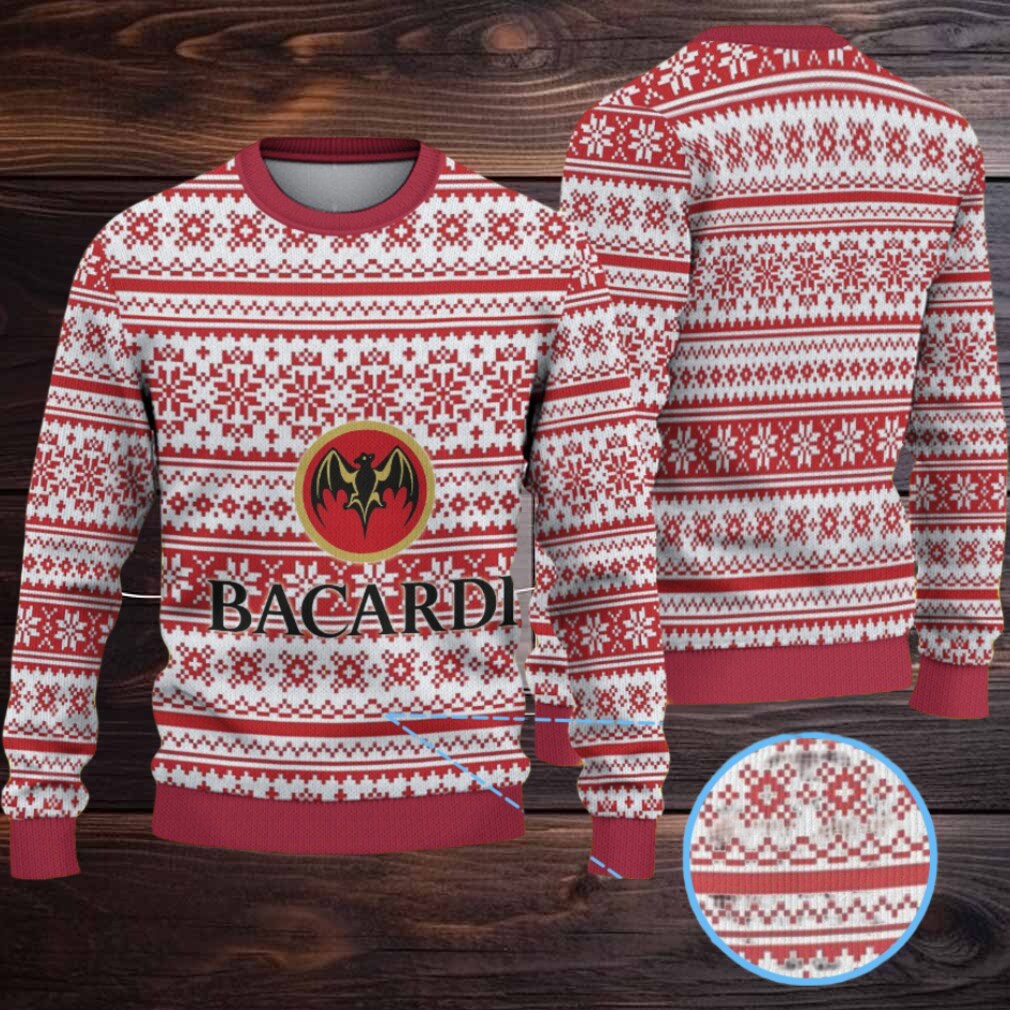 Red & White Fair Isle Snowflake Bacardi Ugly Christmas Sweater Red & White Fair Isle Snowflake Bacardi Ugly Christmas Sweater