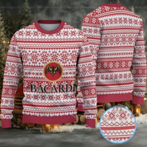 Red & White Fair Isle Snowflake Bacardi Ugly Christmas Sweater