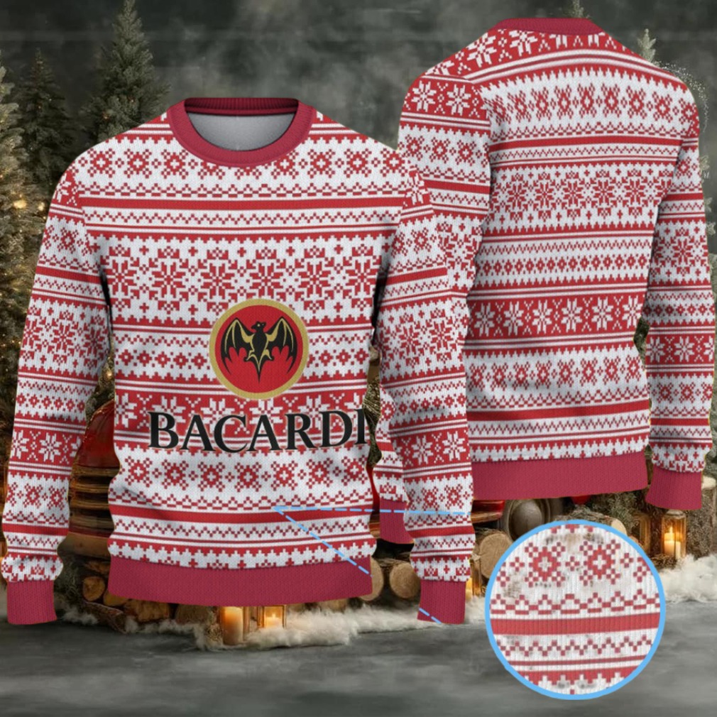 Red & White Fair Isle Snowflake Bacardi Ugly Christmas Sweater Red & White Fair Isle Snowflake Bacardi Ugly Christmas Sweater