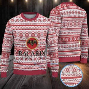 Red & White Fair Isle Snowflake Bacardi Ugly Christmas Sweater