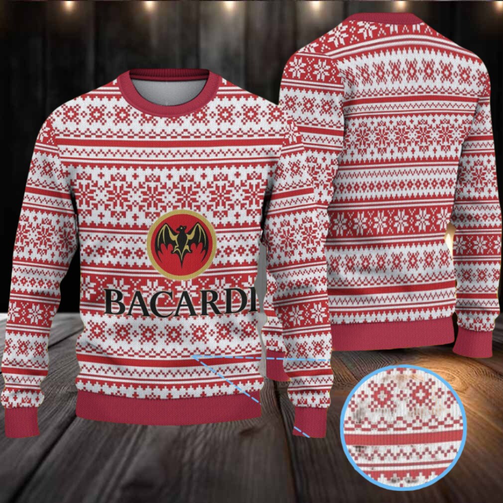 Red & White Fair Isle Snowflake Bacardi Ugly Christmas Sweater Red & White Fair Isle Snowflake Bacardi Ugly Christmas Sweater