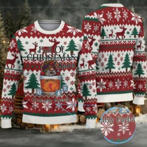 Red, White & Green Fair Isle Reindeer & Christmas Tree Bacardi Ugly Christmas Sweater