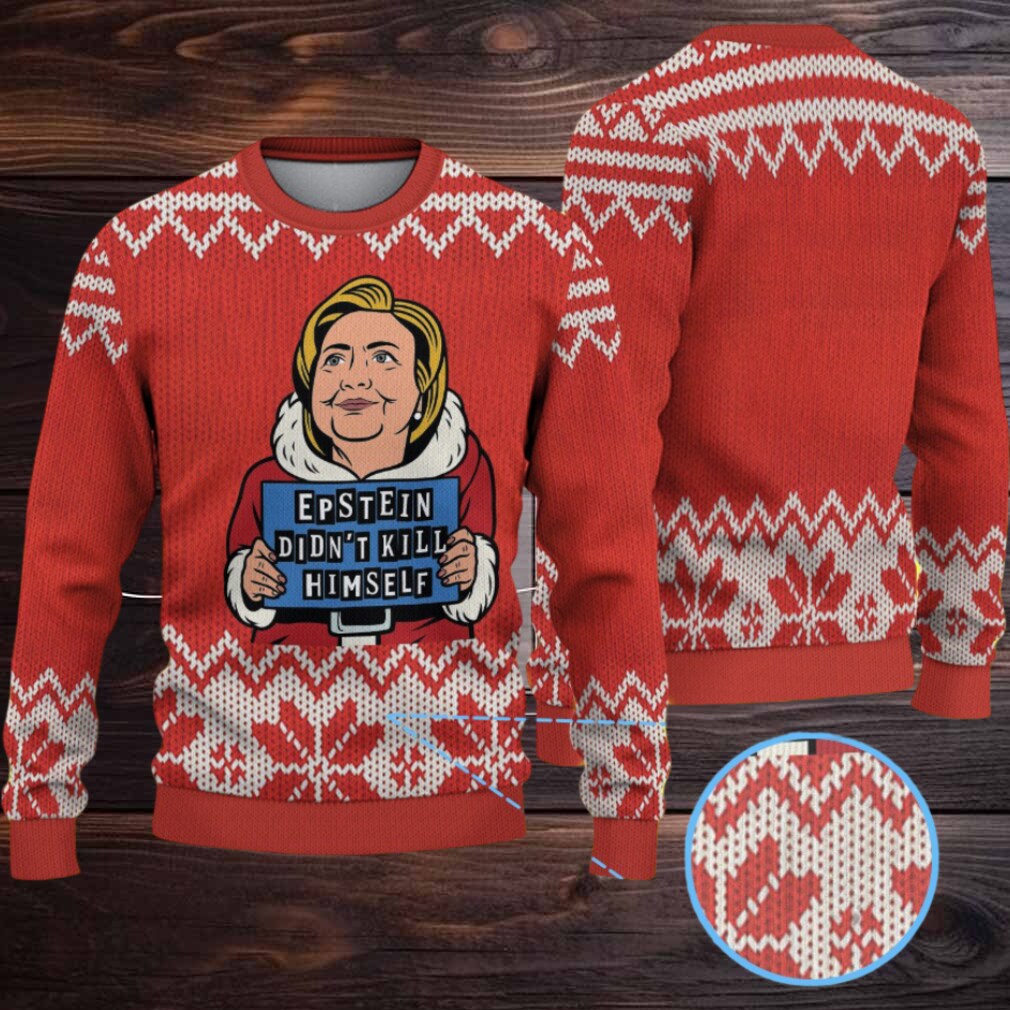 Red & White Snowflake Knit “Epstein Didn’t Kill Himself” Cartoon Santa Ugly Christmas Sweater Red & White Snowflake Knit “Epstein Didn’t Kill Himself” Cartoon Santa Ugly Christmas Sweater