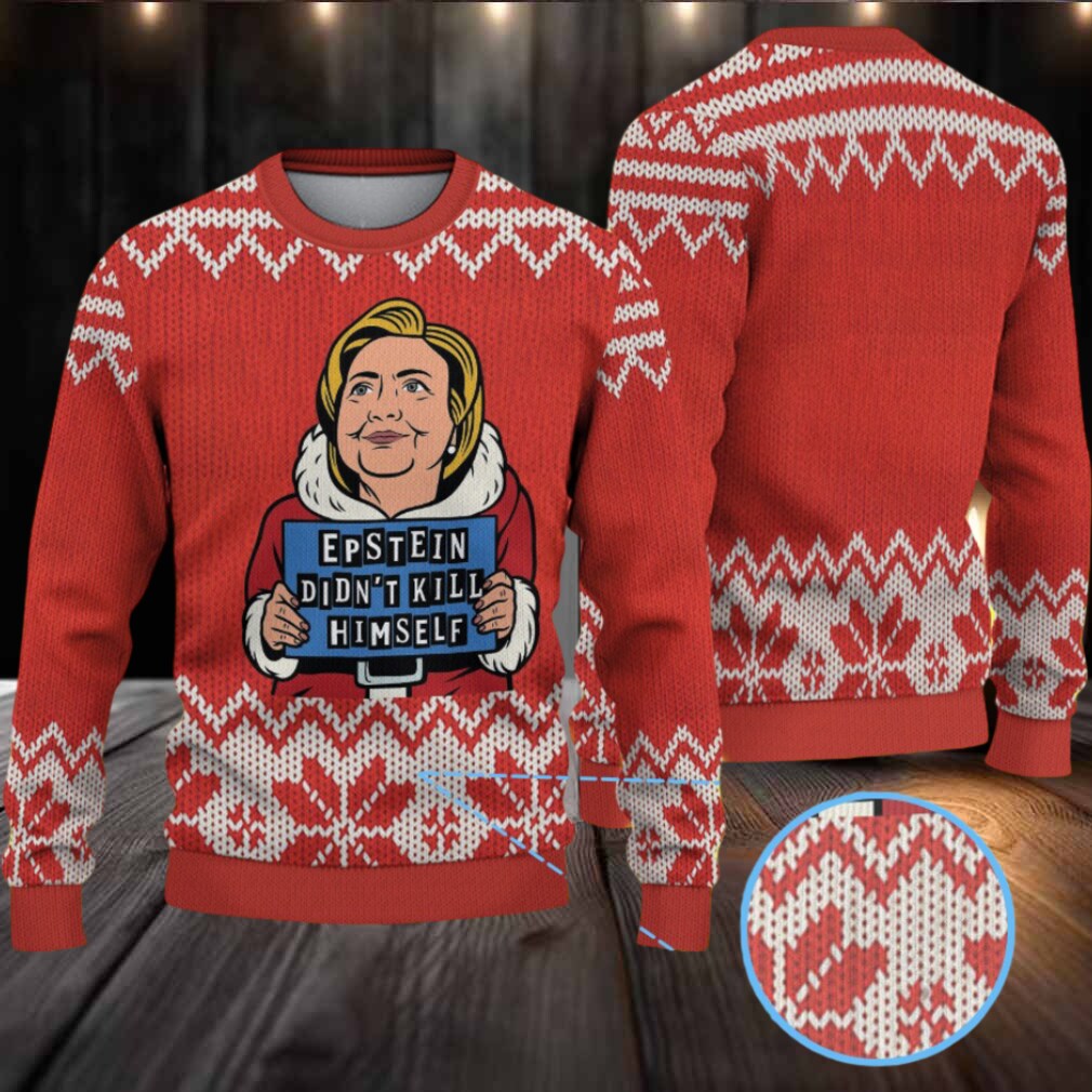 Red & White Snowflake Knit “Epstein Didn’t Kill Himself” Cartoon Santa Ugly Christmas Sweater Red & White Snowflake Knit “Epstein Didn’t Kill Himself” Cartoon Santa Ugly Christmas Sweater
