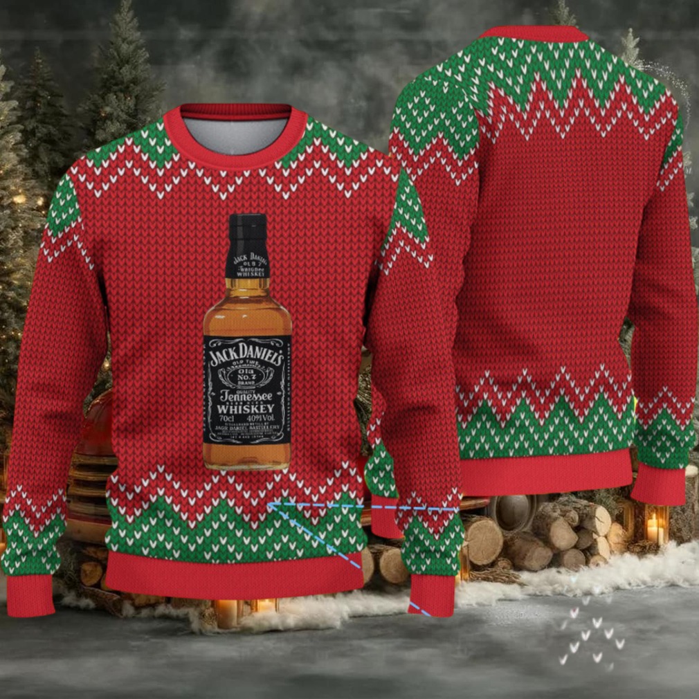 Red and Green Chevron Knit Ugly Christmas Sweater Jack Daniel’s Tennessee Whiskey Bottle Pattern, Red and Green Chevron Knit Ugly Christmas Sweater Jack Daniel’s Tennessee Whiskey Bottle Pattern,