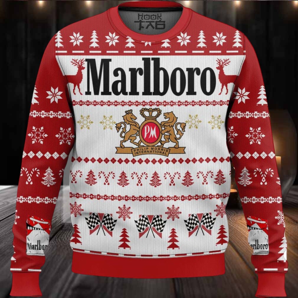 Reindeer Racing Marlboro Ugly Christmas Sweater Reindeer Racing Marlboro Ugly Christmas Sweater