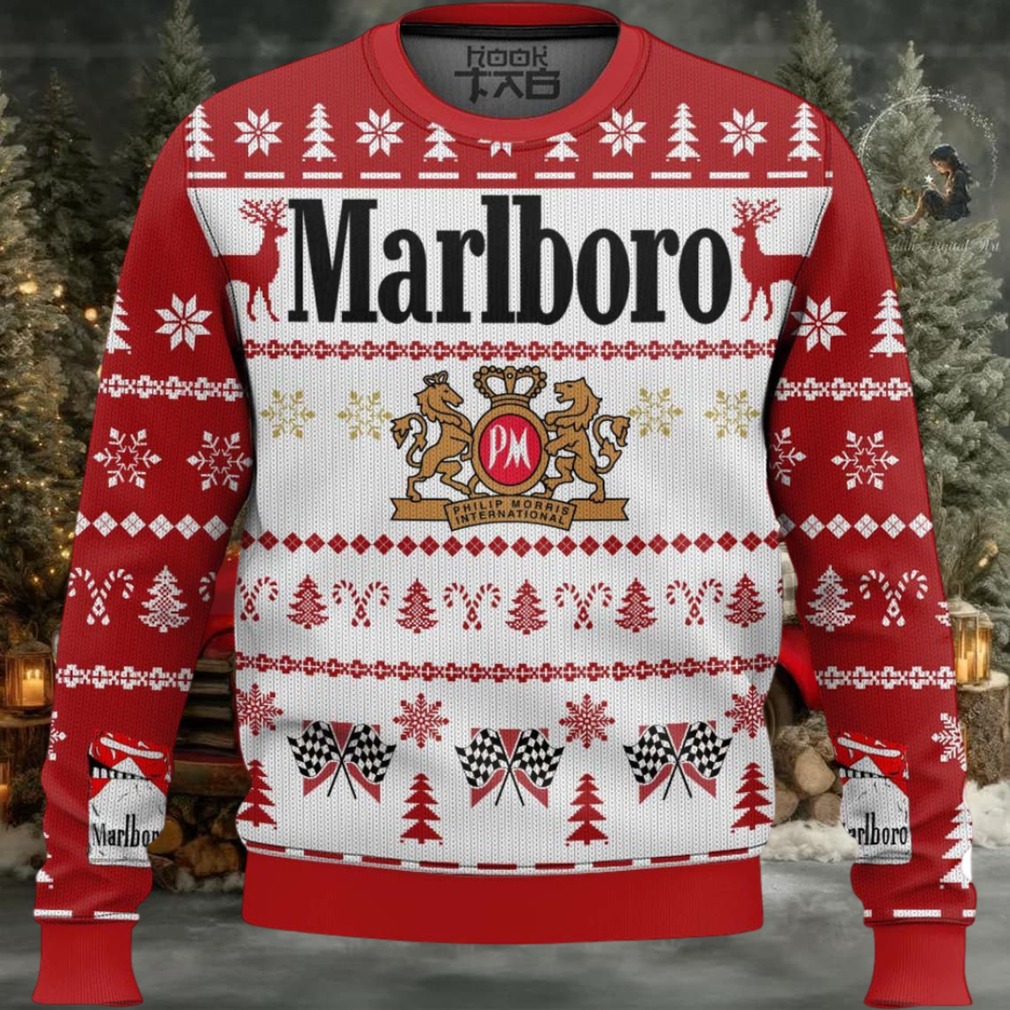 Reindeer Racing Marlboro Ugly Christmas Sweater Reindeer Racing Marlboro Ugly Christmas Sweater