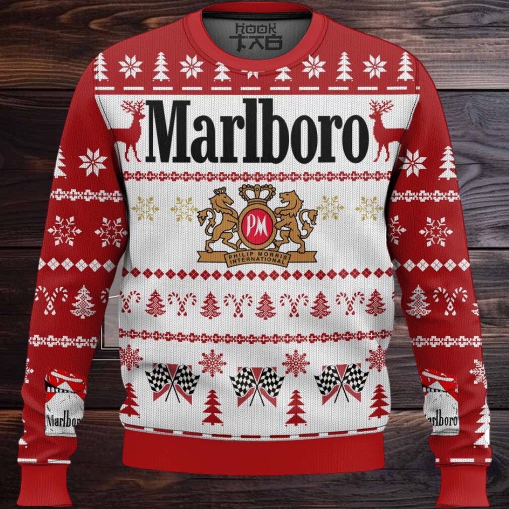 Reindeer Racing Marlboro Ugly Christmas Sweater Reindeer Racing Marlboro Ugly Christmas Sweater