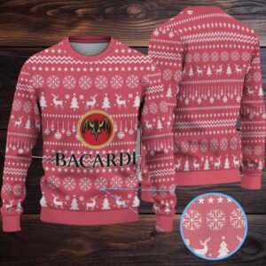 Rose Red Christmas Icons & Snowflake Bacardi Ugly Christmas Sweater