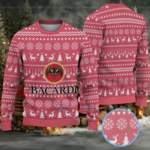Rose Red Christmas Icons & Snowflake Bacardi Ugly Christmas Sweater