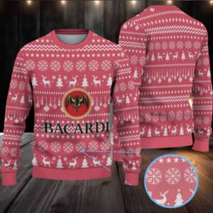 Rose Red Christmas Icons & Snowflake Bacardi Ugly Christmas Sweater