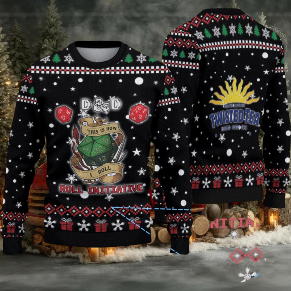 Black Twisted Tea D&D Dice Christmas Pattern Ugly Sweater Black Twisted Tea D&D Dice Christmas Pattern Ugly Sweater