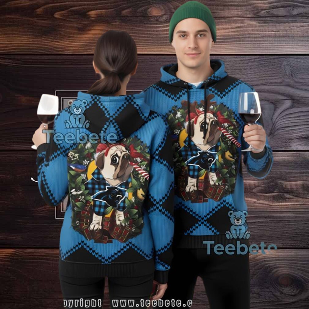 Carolina Panthers Pug Dog 3D Ugly Hoodie Print Carolina Panthers Pug Dog 3D Ugly Hoodie Print