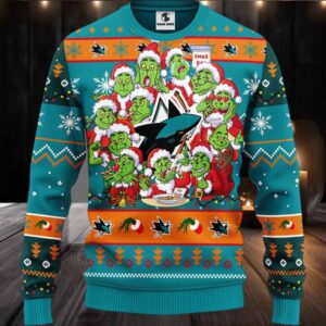 San Jose Sharks 12 Grinch Xmas Day Ugly Christmas Sweater San Jose Sharks 12 Grinch Xmas Day Ugly Christmas Sweater