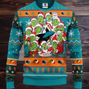 San Jose Sharks 12 Grinch Xmas Day Ugly Christmas Sweater