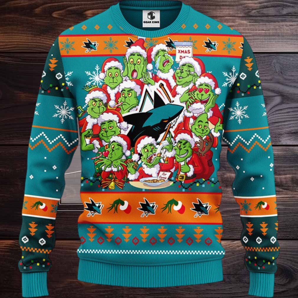 San Jose Sharks 12 Grinch Xmas Day Ugly Christmas Sweater San Jose Sharks 12 Grinch Xmas Day Ugly Christmas Sweater