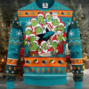 San Jose Sharks 12 Grinch Xmas Day Ugly Christmas Sweater