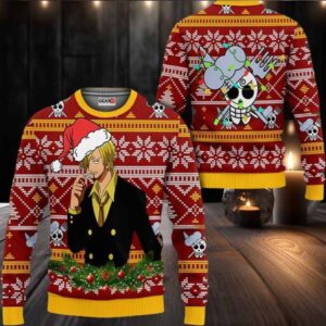 Sanji Anime Xmas Gifts One Piece Ugly Christmas Sweater