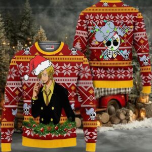 Sanji Anime Xmas Gifts One Piece Ugly Christmas Sweater