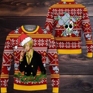 Sanji Anime Xmas Gifts One Piece Ugly Christmas Sweater