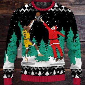 Santa And LeBron James Ugly Christmas Sweater