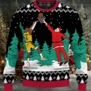Santa And LeBron James Ugly Christmas Sweater