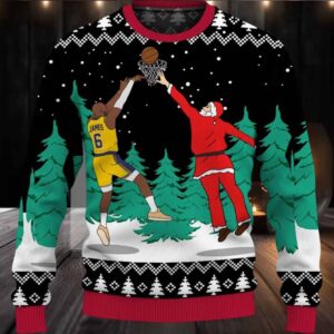 Santa And LeBron James Ugly Christmas Sweater