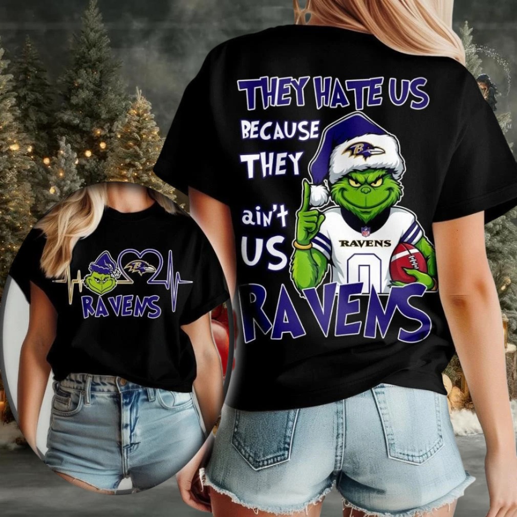 Santa Grinch Baltimore Ravens They Hate Us Because They Ain’t Us Heat Beat shirt