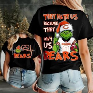 Santa Grinch Chicago Bears They Hate Us Because They Ain’t Us Heat Beat shirt