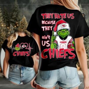 Santa Grinch Kansas City Chiefs They Hate Us Because They Ain’t Us Heat Beat shirt