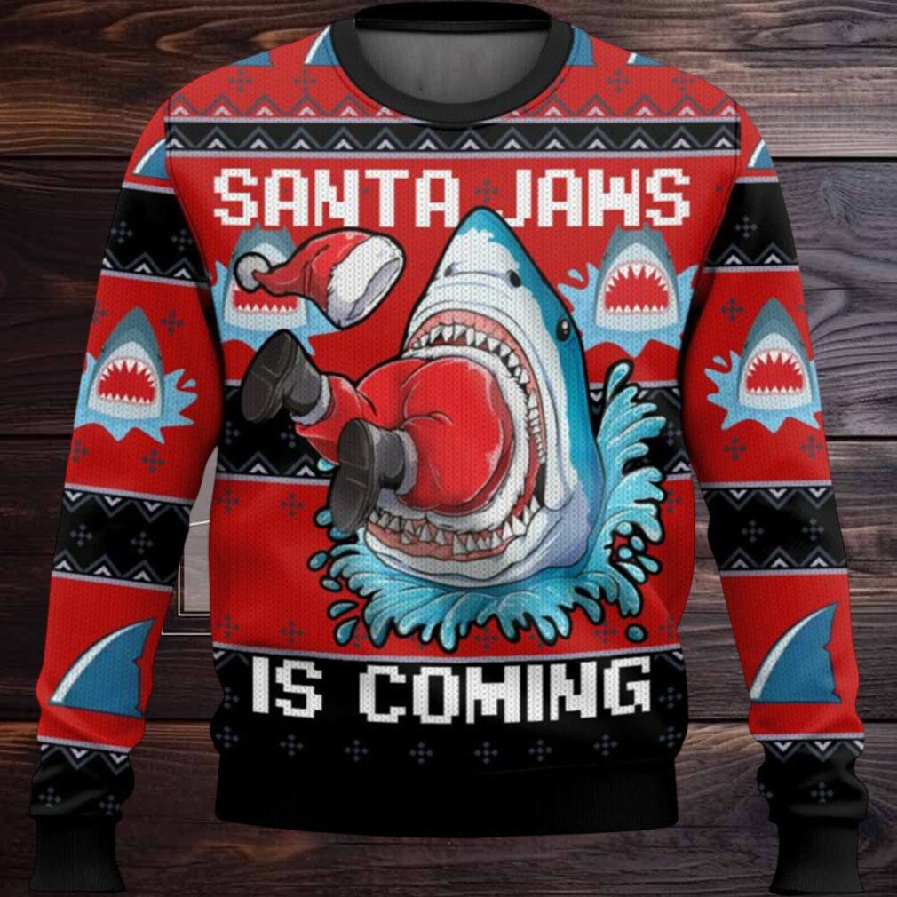 Santa Jaws Is Coming Ugly Christmas Sweater Santa Jaws Is Coming Ugly Christmas Sweater