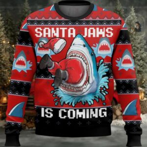 Santa Jaws Is Coming Ugly Christmas Sweater