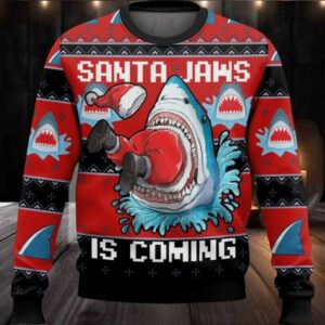 Santa Jaws Is Coming Ugly Christmas Sweater