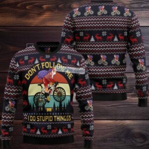 Satan Claus Mountain Biker Quotes Ugly Christmas Sweater