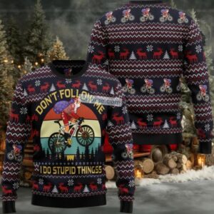 Satan Claus Mountain Biker Quotes Ugly Christmas Sweater
