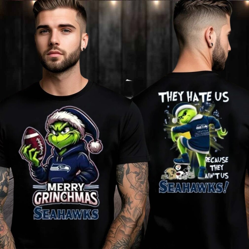 Seattle Seahawks Grinch Merry Christmas Grinchmas 2025 Personalized Football Logo Two Sided Shirt Seattle Seahawks Grinch Merry Christmas Grinchmas 2025 Personalized Football Logo Two Sided Shirt
